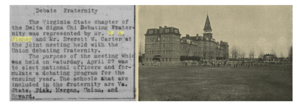 Campus Review (Virginia State College Newspaper), May 10, 1929 & The Virginia Normal and Industrial Institute Main Building and Presidents House
