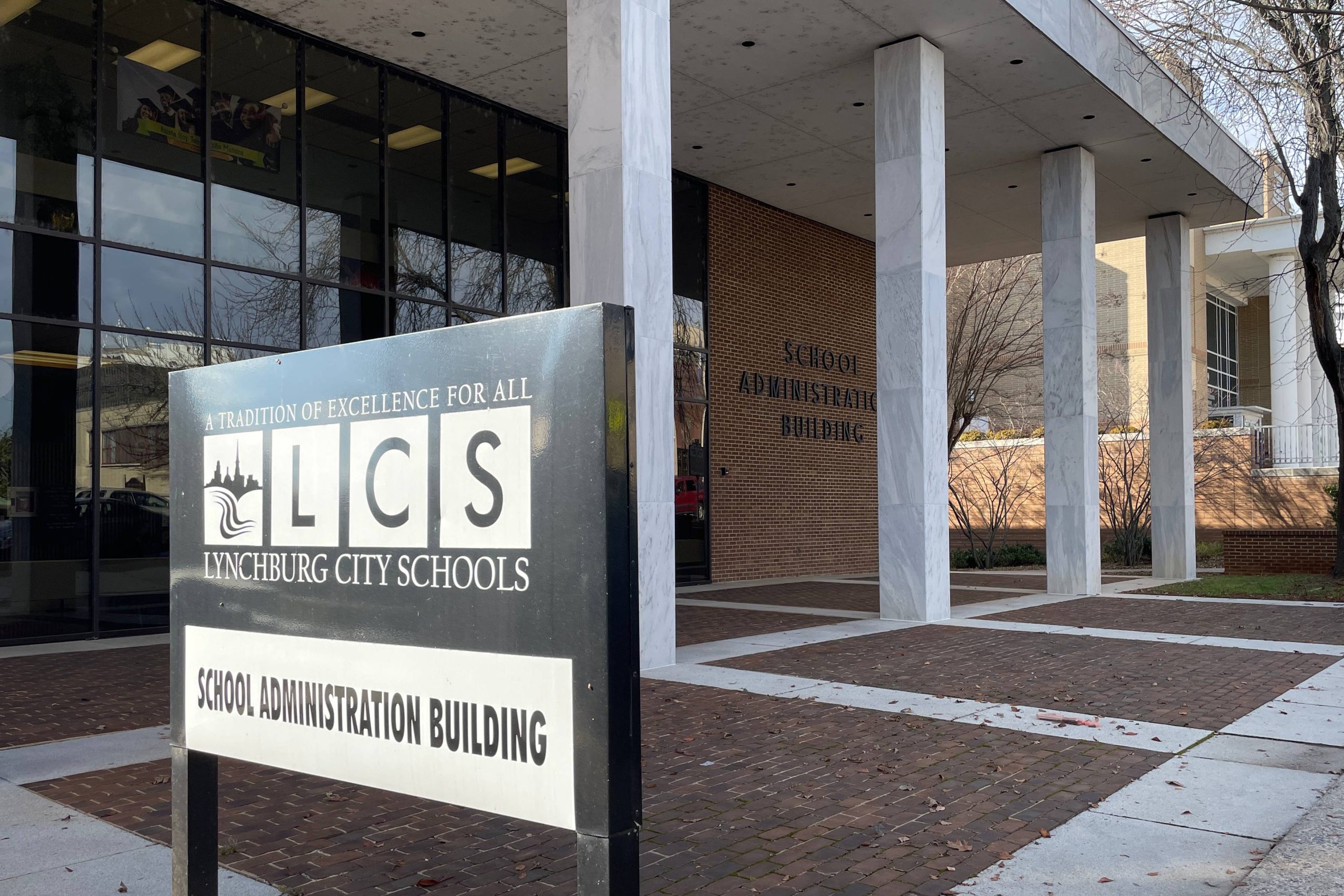 Exterior of building with sign saying Lynchburg City Public Schools.