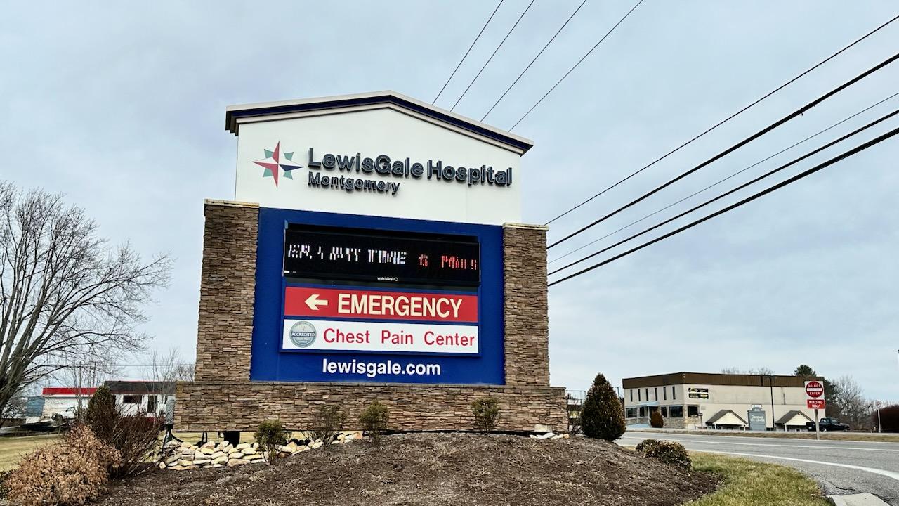The sign in front of LewisGale Hospital Montgomery