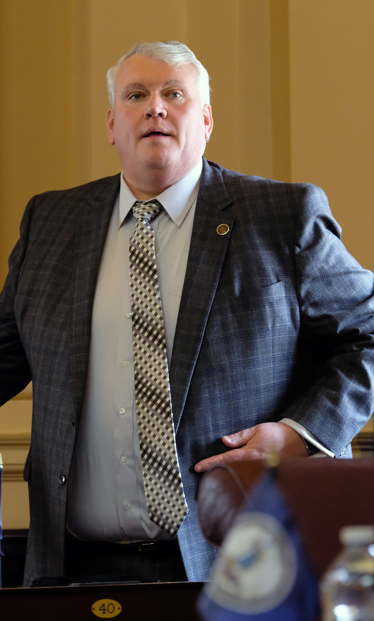 Sen. Travis Hackworth, R-Tazewell, in the Virginia Senate in Richmond, VA Thursday, Jan. 18, 2024. Photo by Bob Brown.