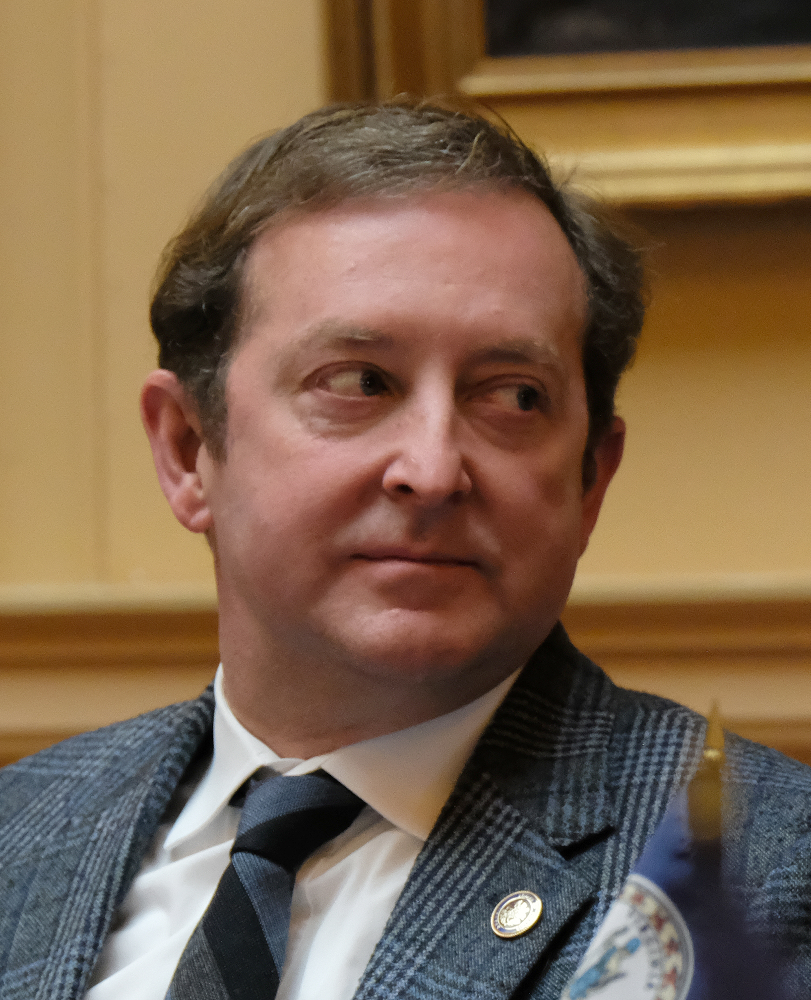 Sen. Todd C. Pillion, R-Washington, at his desk inside the Virginia Senate in Richmond, VA Thursday, Jan. 18, 2024. Photo by Bob Brown.