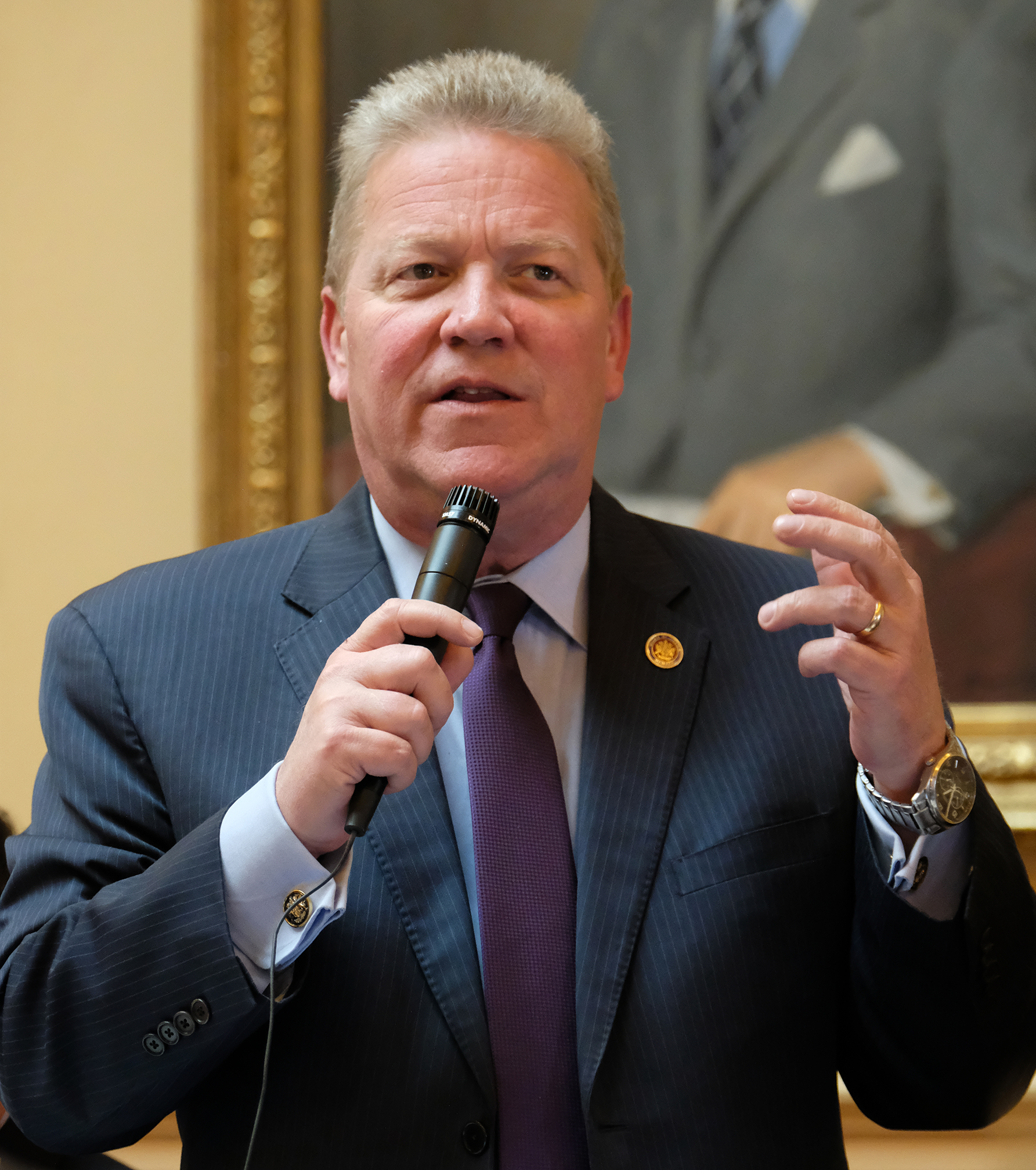 Sen. William M. "Bill" Stanley, R-Franklin, speaks during the floor session of the Virginia Senate in Richmond, VA Thursday, Jan. 18, 2024. Photo by Bob Brown.
