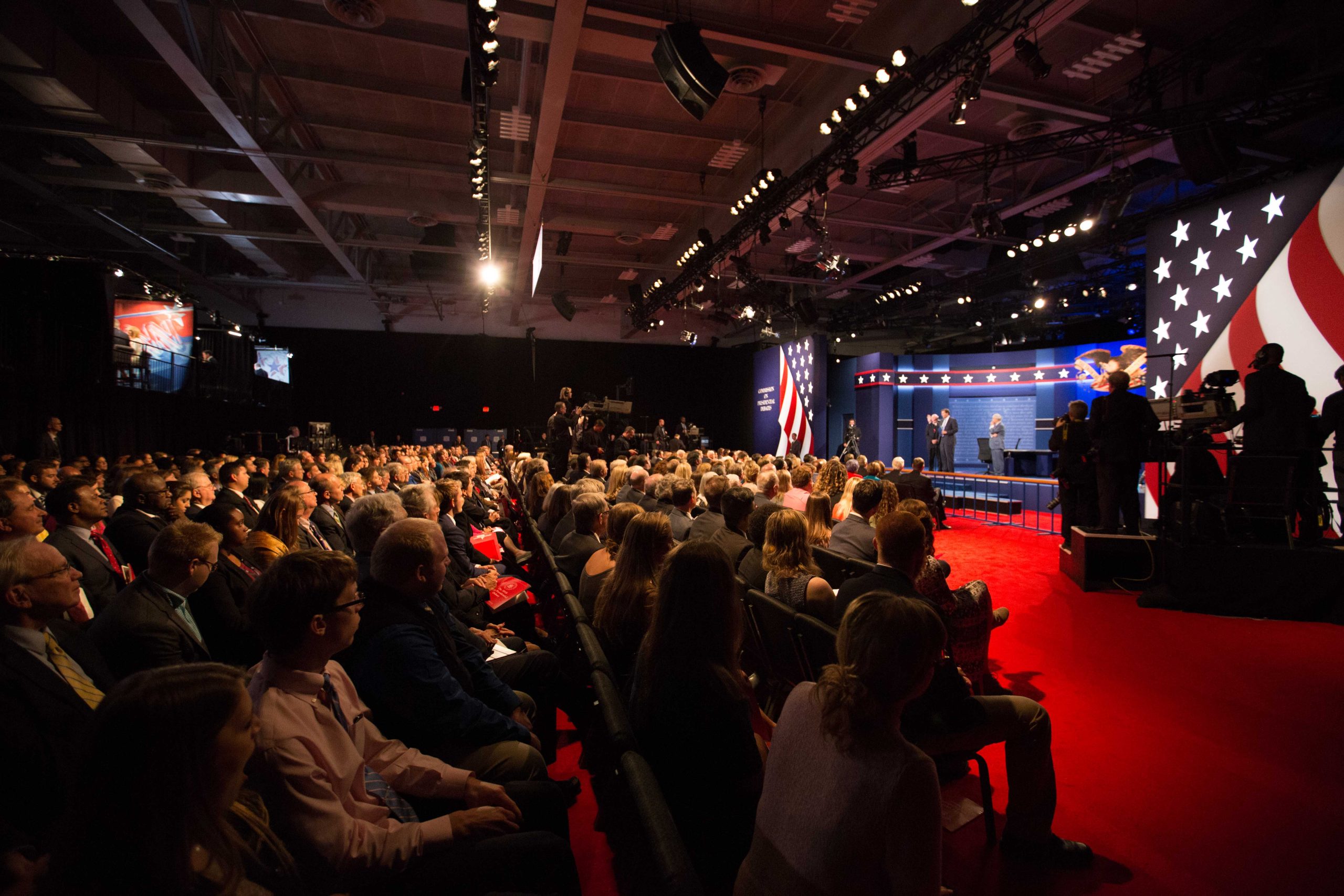 Willet Hall at Longwood University just before the 2016 vice presidential debate. Courtesy of Longwood University.
