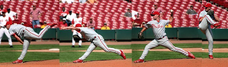 Billy Wagner's pitching motion while in action for the Phillies. Courtesy of Rdikeman.