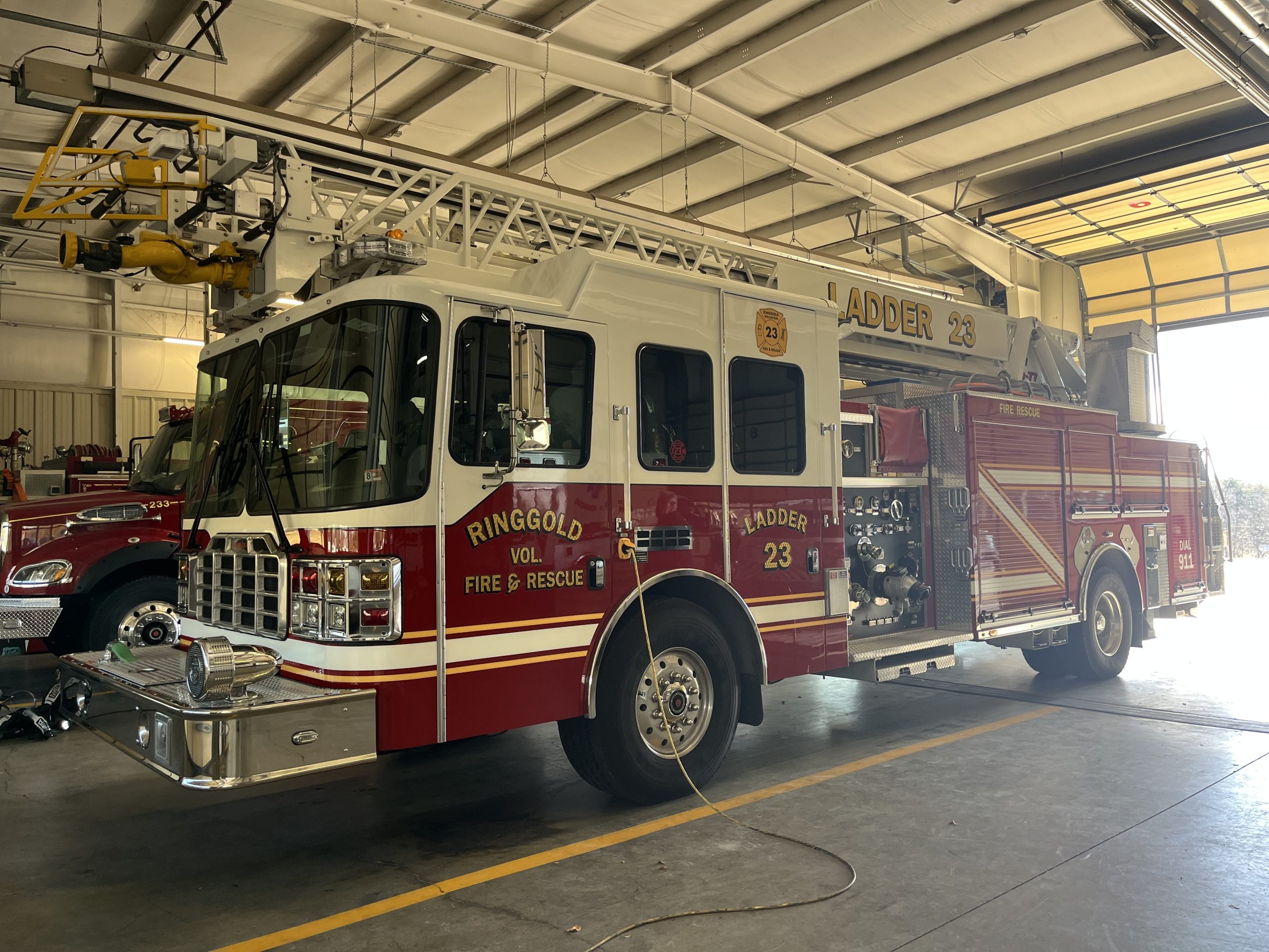 A fire truck parked at the Ringgold station in Pittsylvania County.