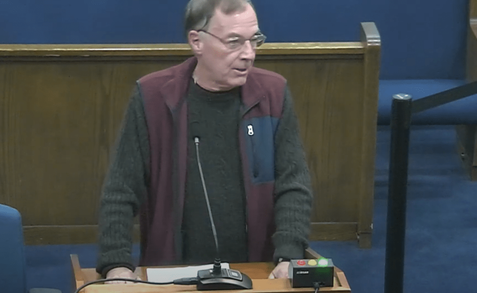 Gary Taylor speaks to Lynchburg City Council on Nov. 28, 2023. Screenshot. 