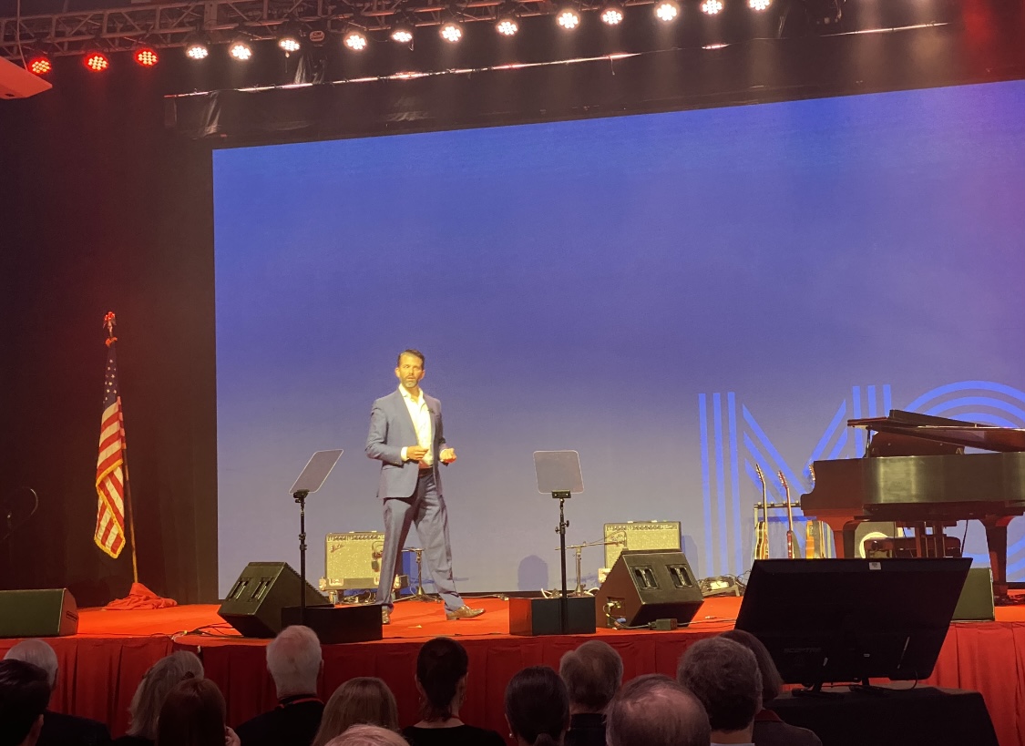 Donald Trump Jr. speaks to a crowd of more than 1,500 college students in Lexington, Virginia on Saturday. Photo by Shauna Muckle.