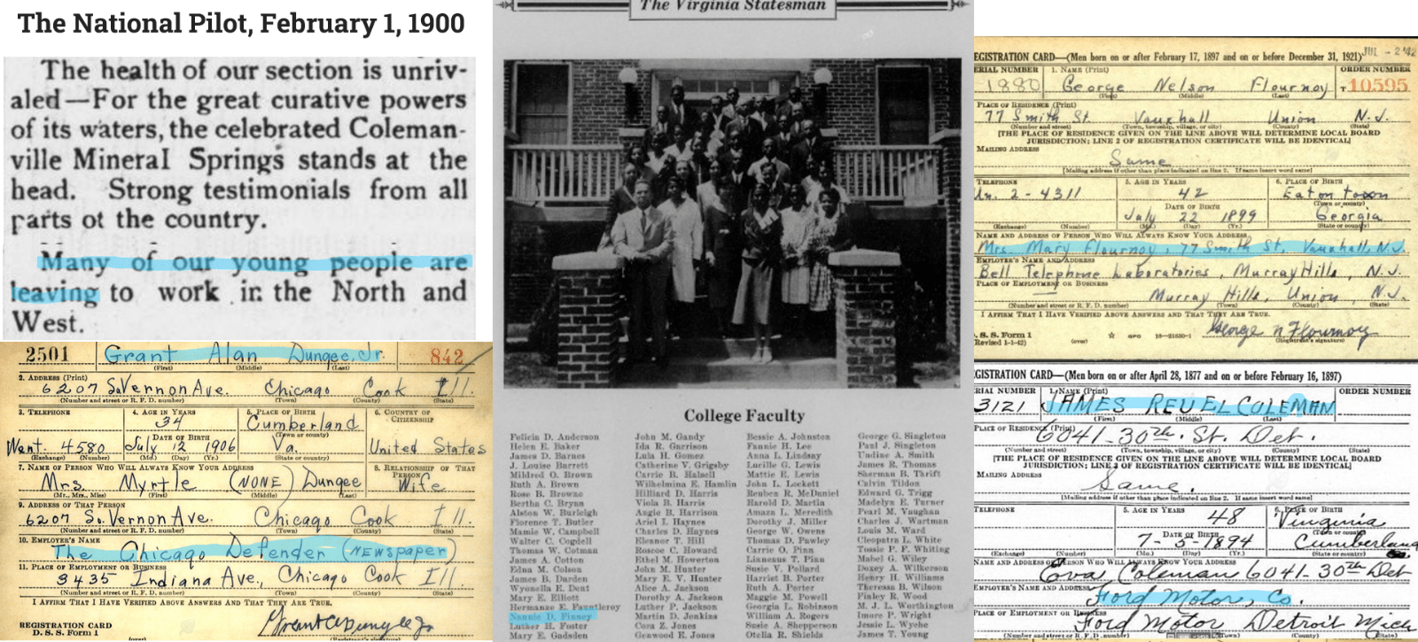 Newspaper Excerpt (Library of Congress, World War II Draft Cards and The Virginia Statesman (Virginia Chronicle)