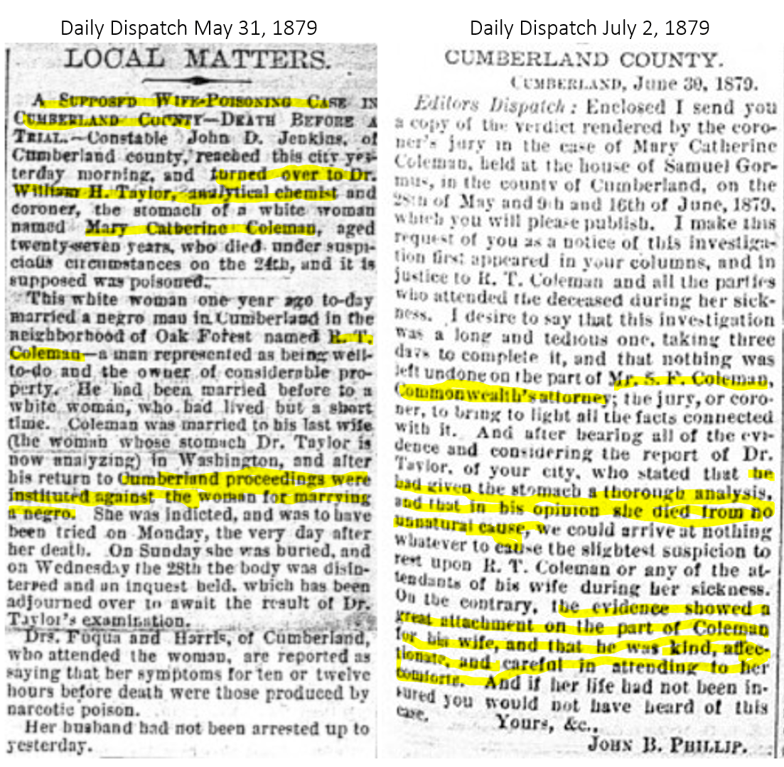Newspaper excerpts (Virginia Chronicle)  