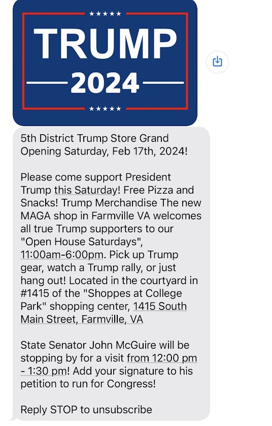 This is the invite that the John McGuire campaign sent out.