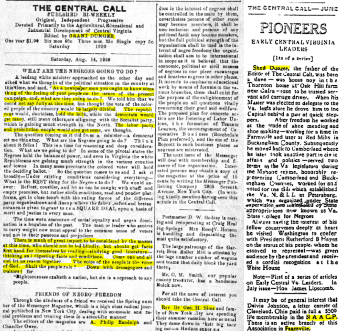 Newspaper Excerpts (Library of Virginia) 