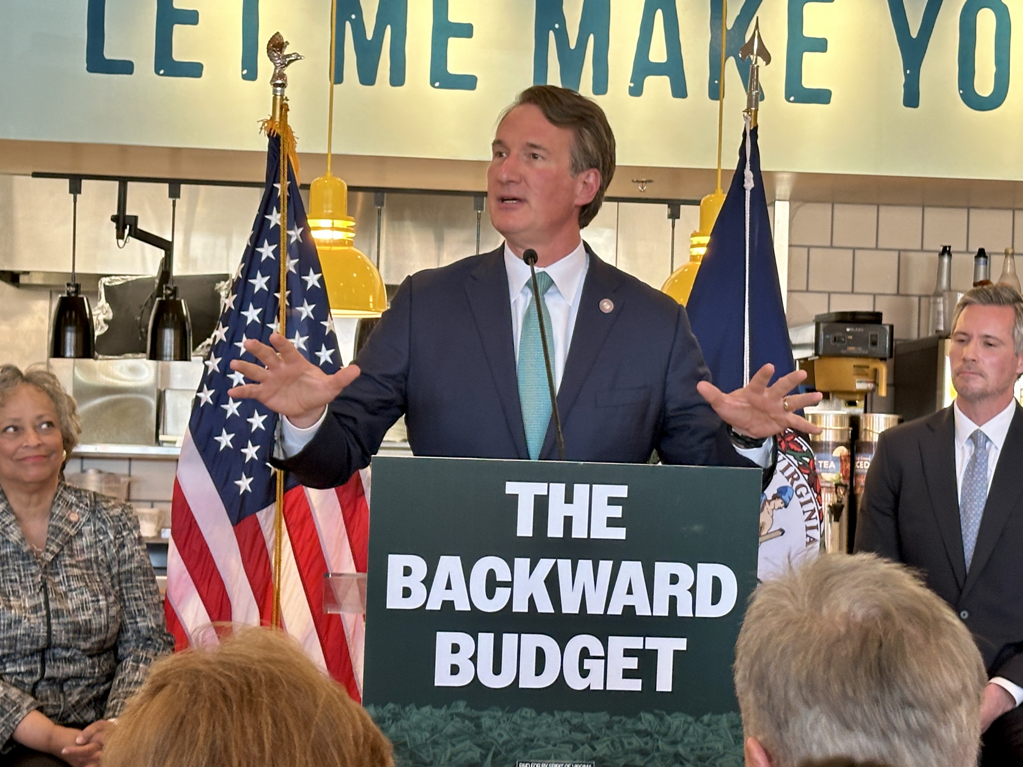 Gov. Glenn Youngkin speaks about the state budget the General Assembly has passed.
