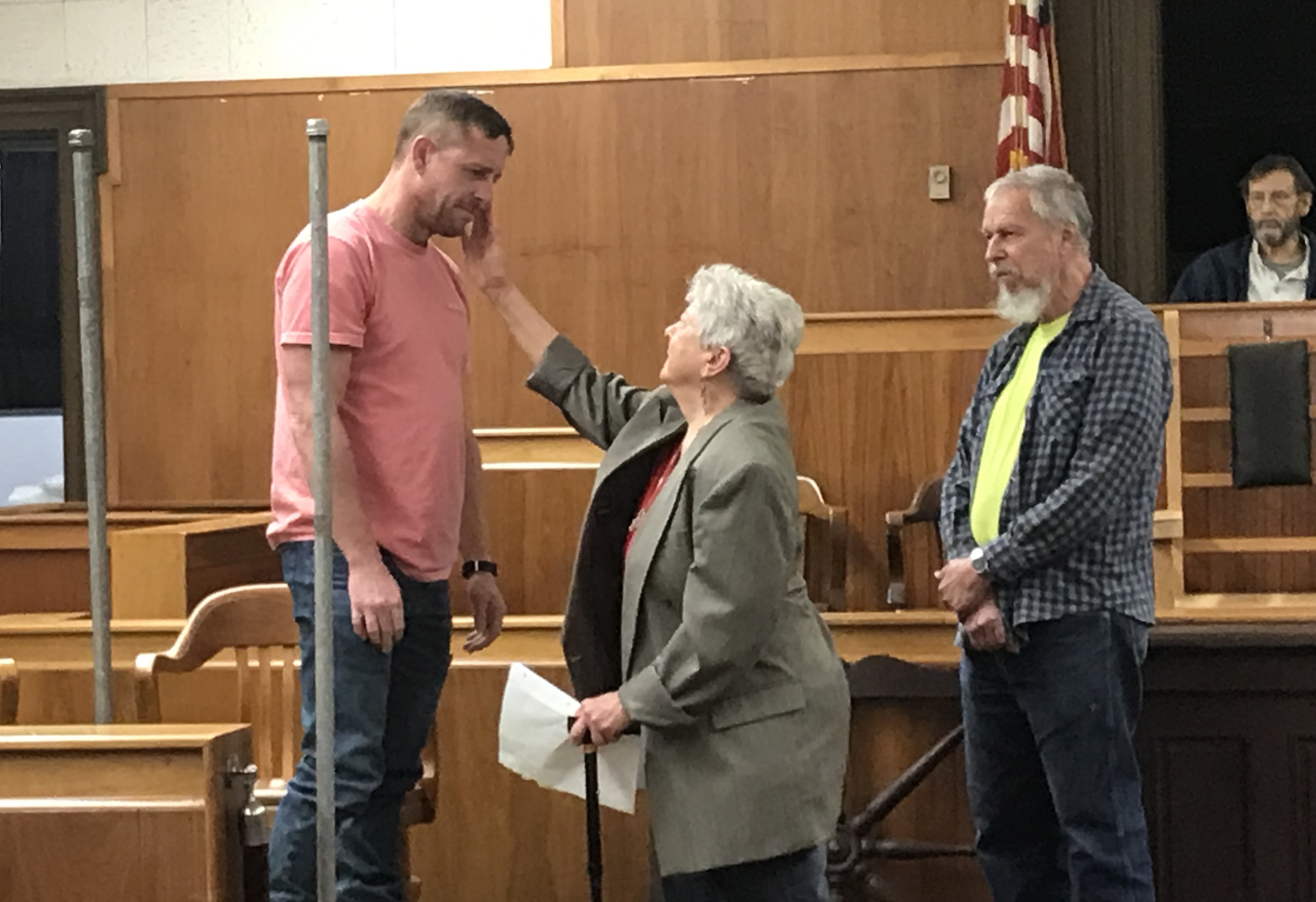 Actors rehearse a play.