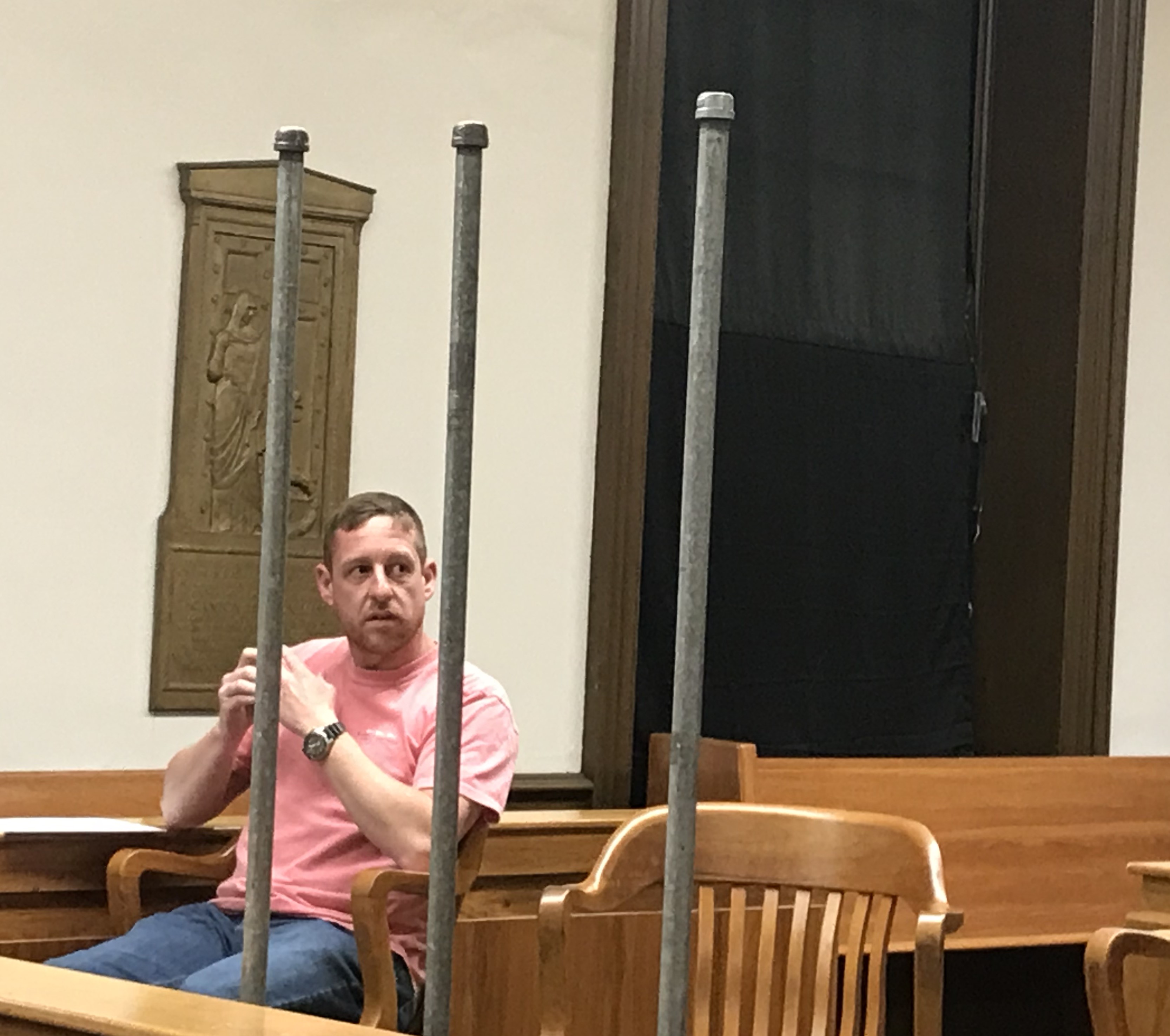 Actor rehearses a play. 