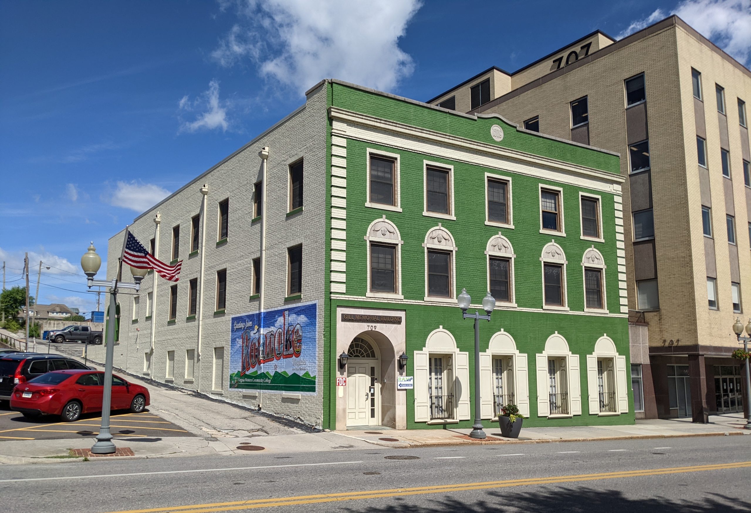 The exterior of the Gill Memorial building in downtown Roanoke