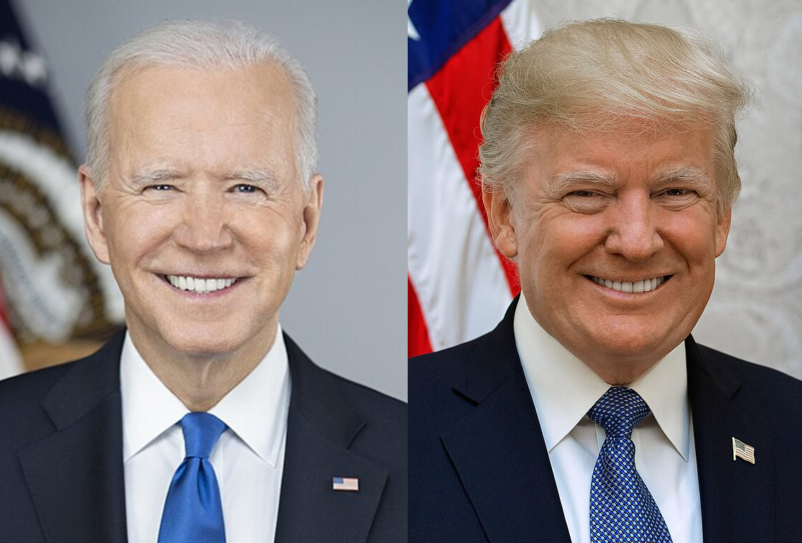 President Joe Biden and former President Donald Trump. Official portraits.
