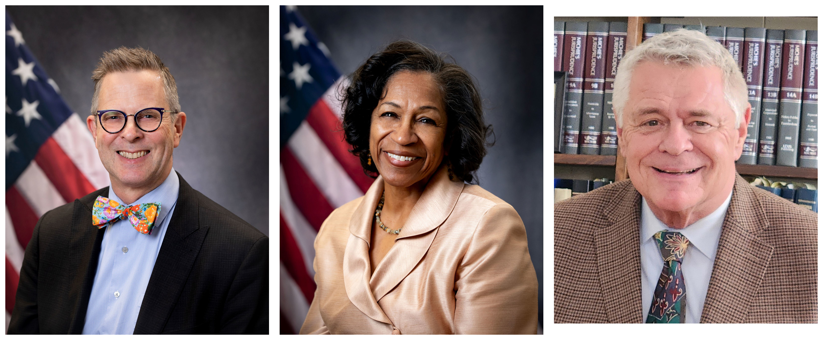 Roanoke's mayoral candidates in 2024. From left: Democrat Joe Cobb, independent Stephanie Moon, Republican David Bowers.