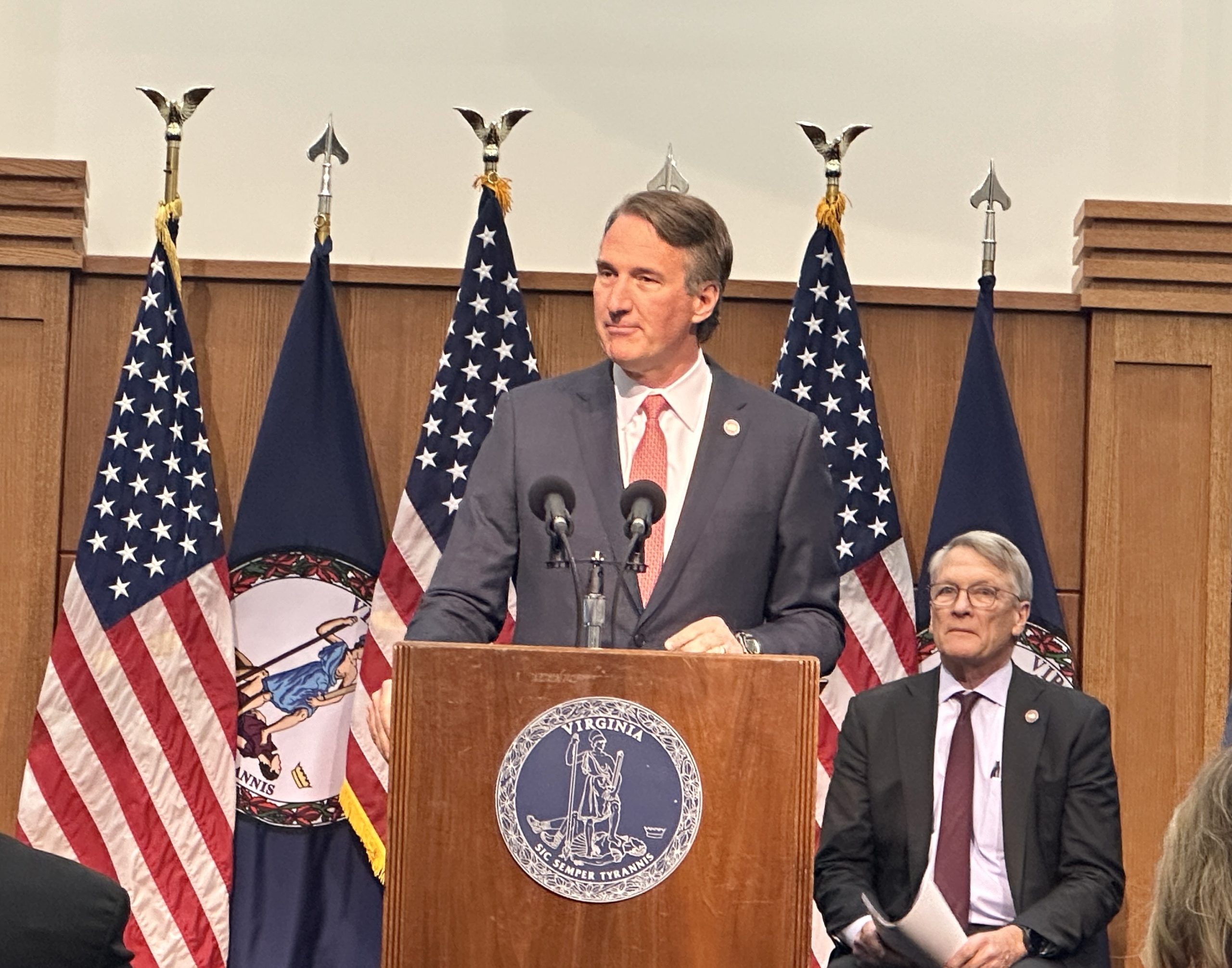 Gov. Glenn Youngkin presents his proposed amendments to the state budget. Photo by Markus Schmidt.