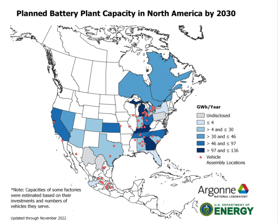 The U.S. "battery belt." Courtesy of U.S. Department of Energy.