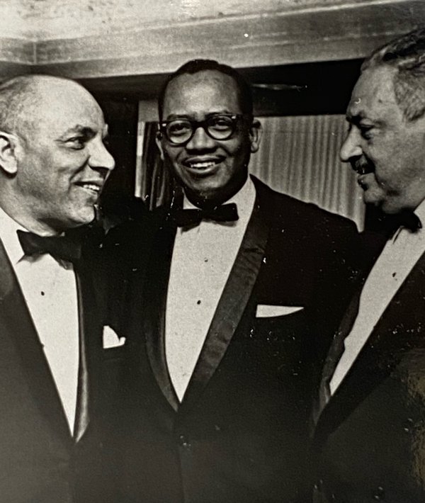 Edward R. Dudley (left) with Thurgood Marshall (right). Courtesy: Edward Dudley, Jr.