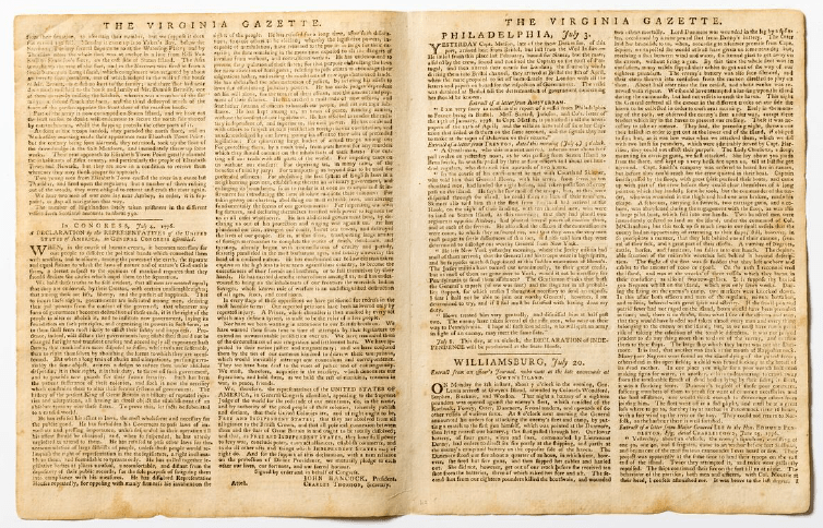 The Virgina Gazette. Courtesy of Colonial Williamsburg Foundation.