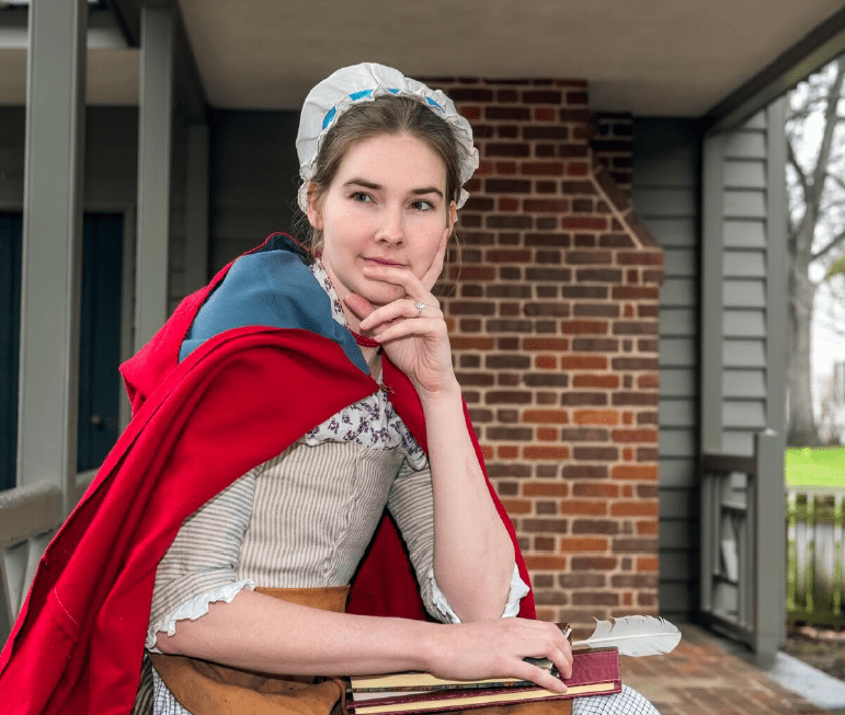 Emma Cross portrays Clementina Rind at Colonial Williamsburg. Courtesy of Colonial Williamsburg Foundation.