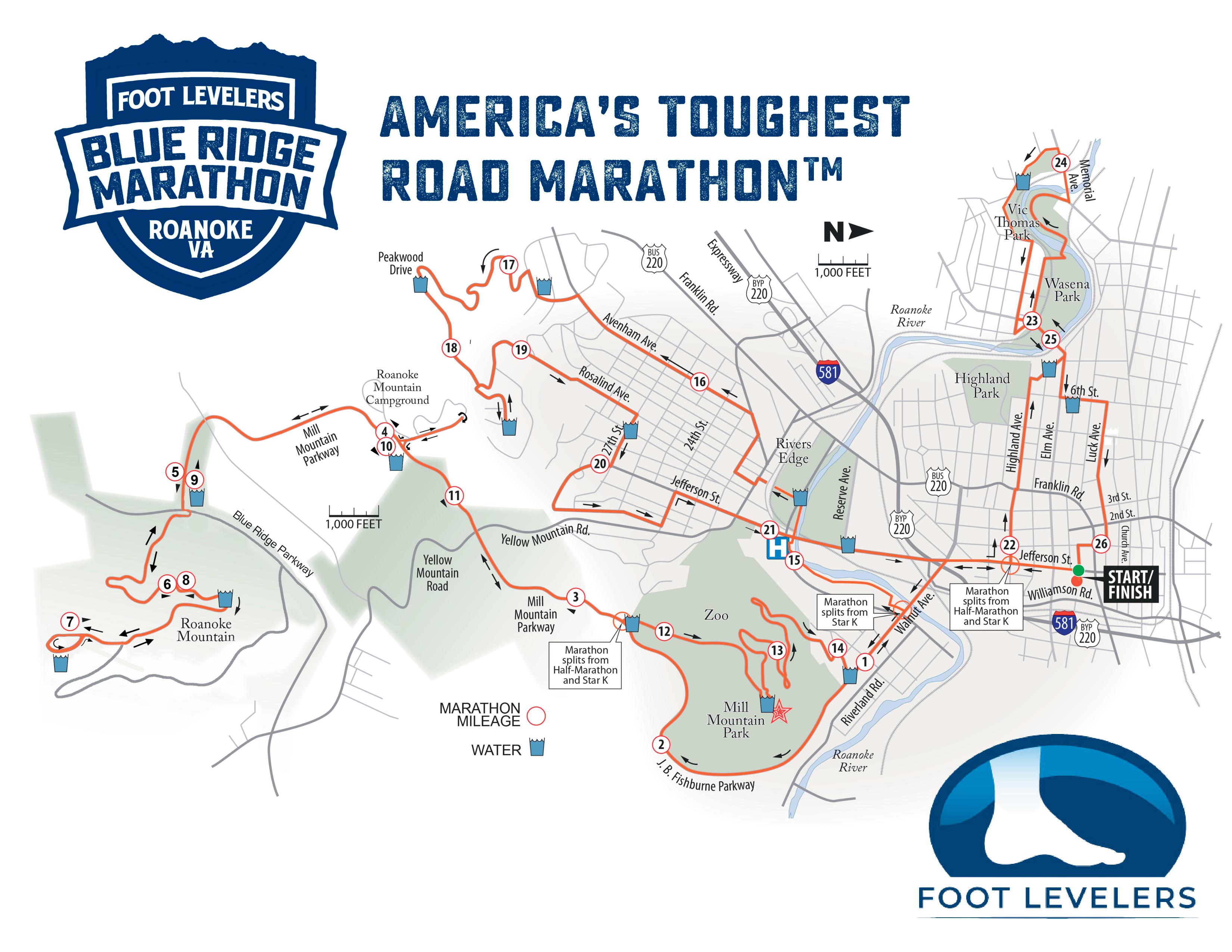 map of Blue Ridge Marathon