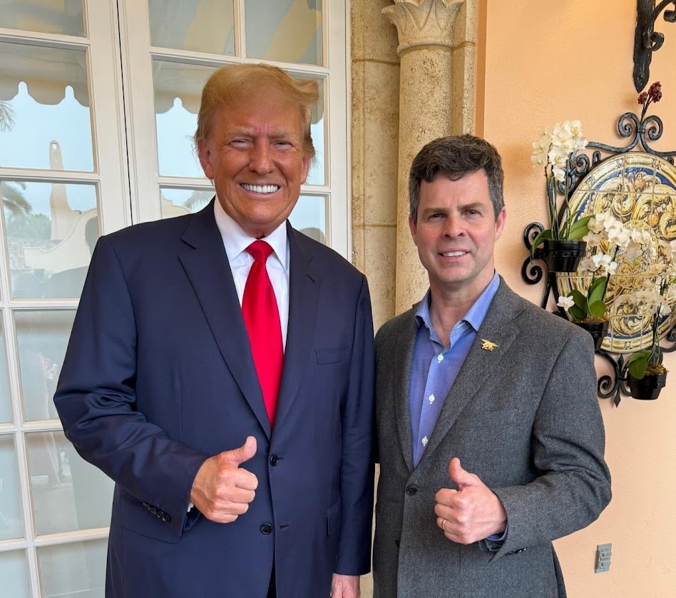 Former President Donald Trump with John McGuire at Mar-a-Lago earlier this year. Courtesy of McGuire campaign.