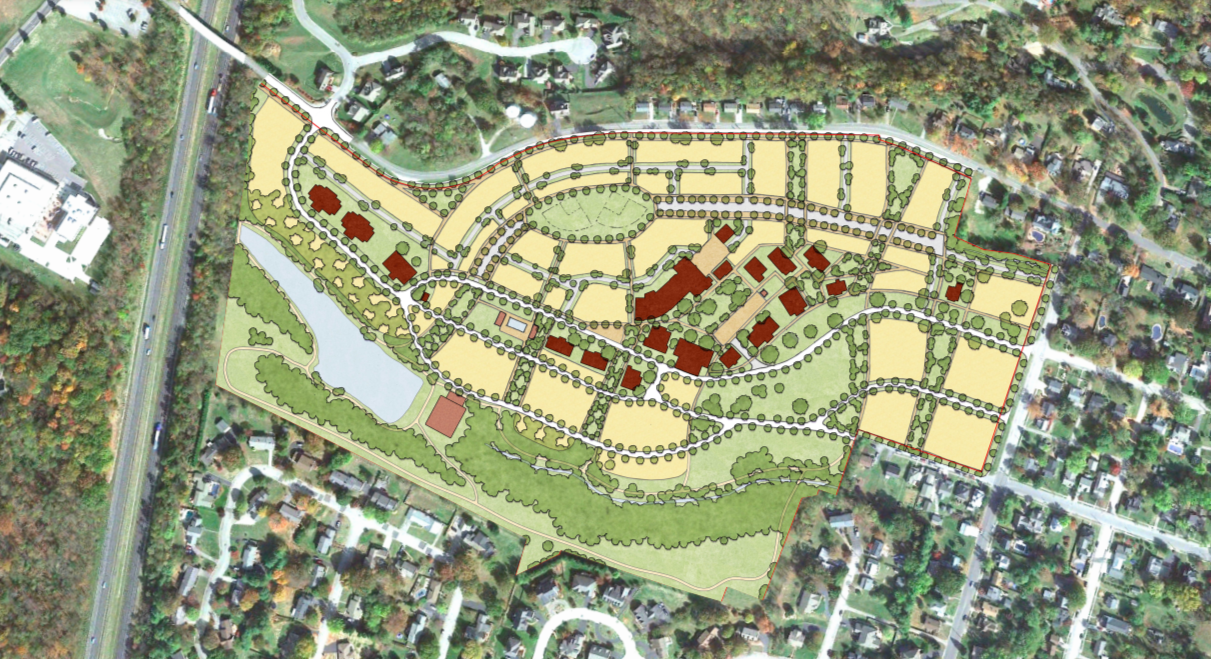 Aerial view of HopeTree with the proposed development illustrated. Courtesy of HopeTree presentation to Salem Planning Commission.