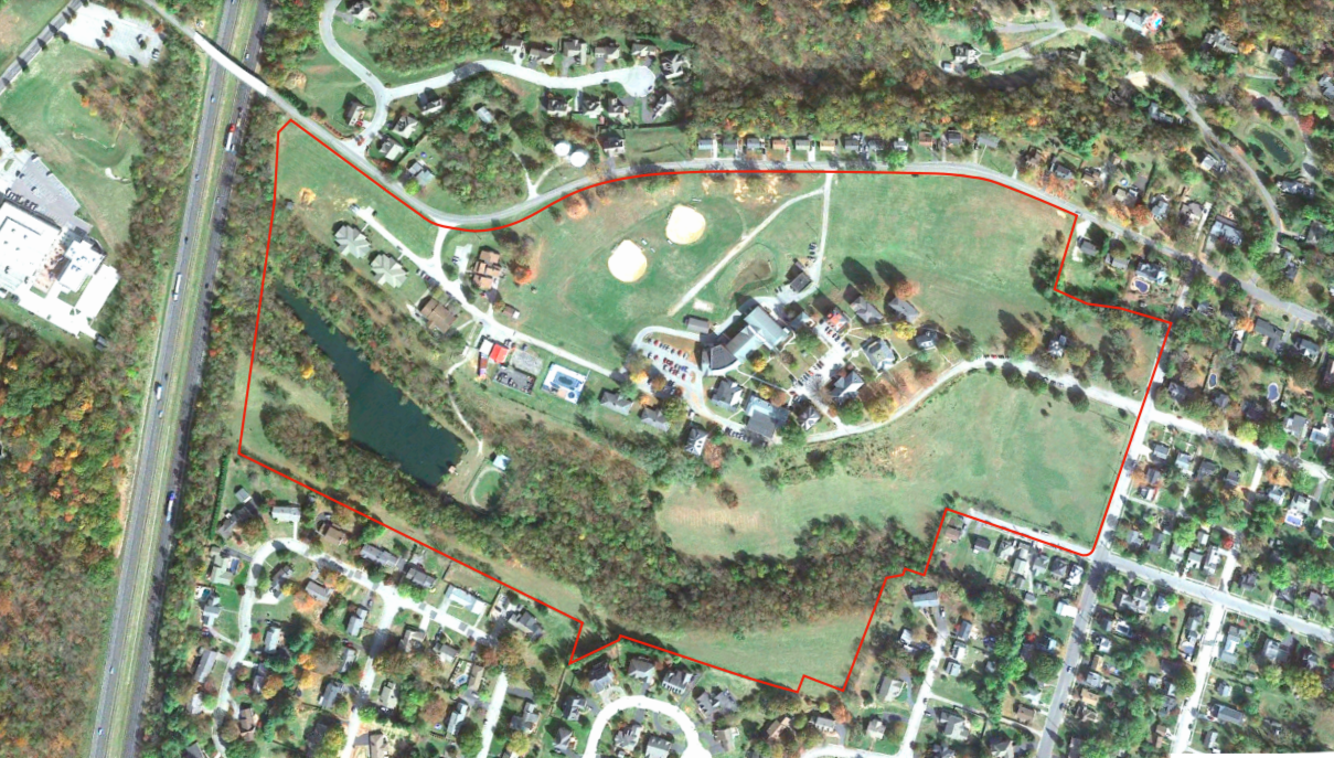 Aerial view of HopeTree with the property line illustrated. Courtesy of HopeTree presentation to Salem Planning Commission.