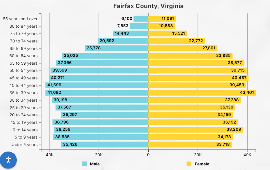 Fairfax County population pyramid. 