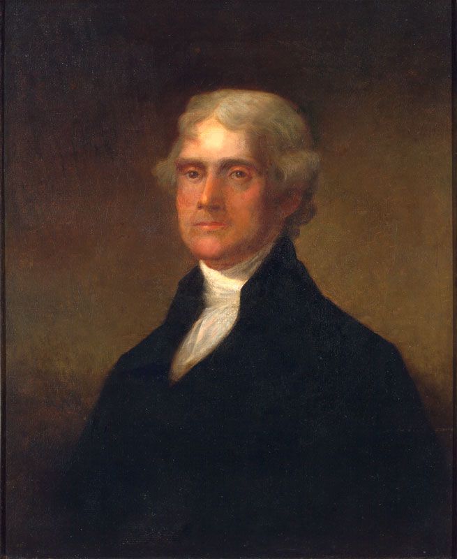 Portrait of Thomas Jefferson by John Adams Elder copied from a portrait by Gilbert Stuart. Library of Virginia.