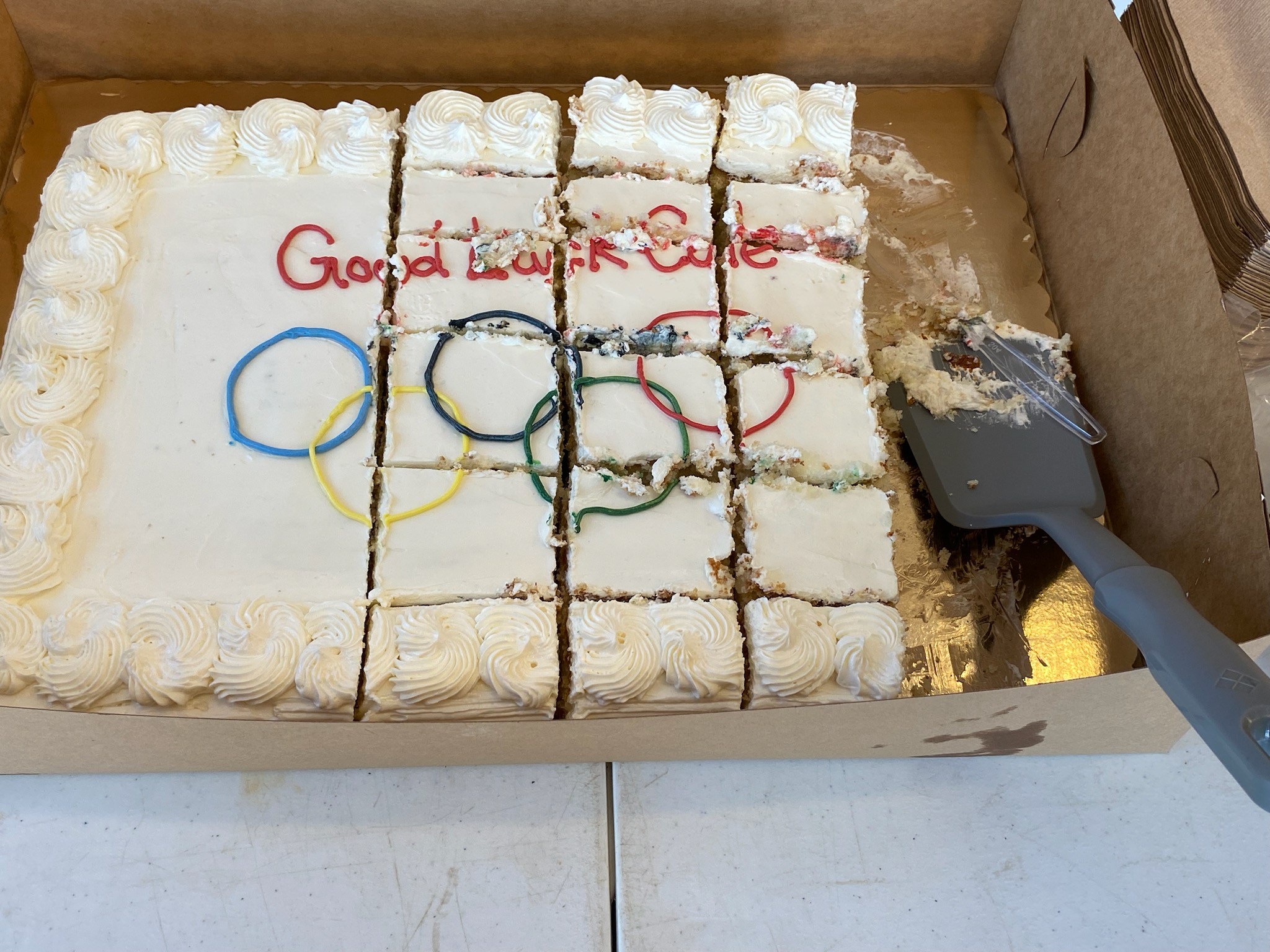 The cake presented to Cole Hocker. Photo by Robert Anderson.