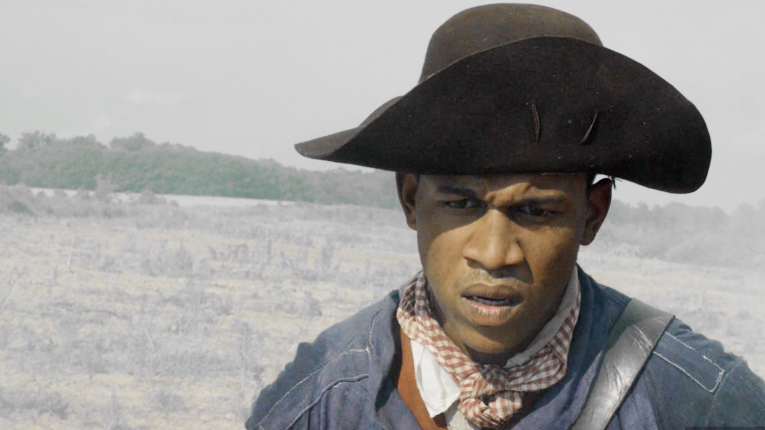Young actor portraying Billy Flora at the Battle of Great Bridge in the film Liberty Fever, shown at the American Revolution Museum at Yorktown. Credit: Jamestown-Yorktown Foundation.