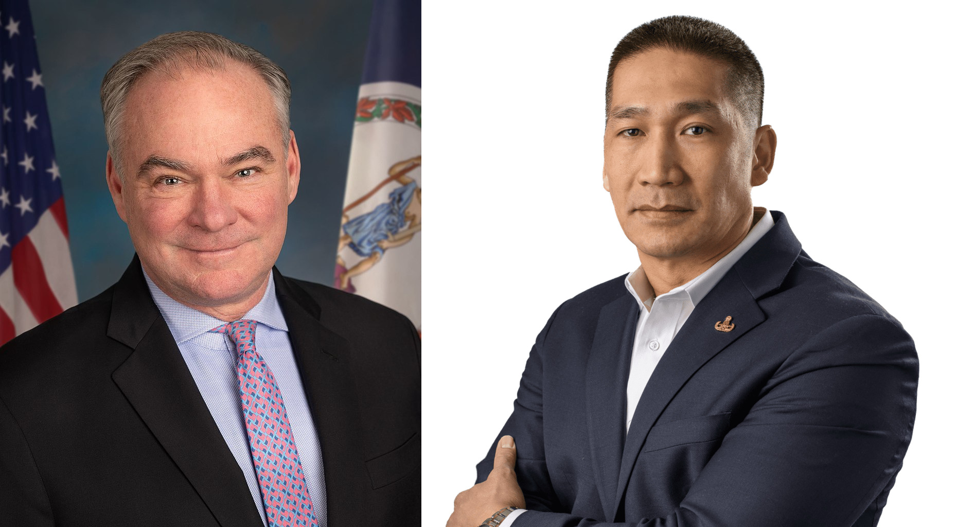 U.S. Senator Tim Kaine, D-Va., left, and Republican challenger Hung Cao.