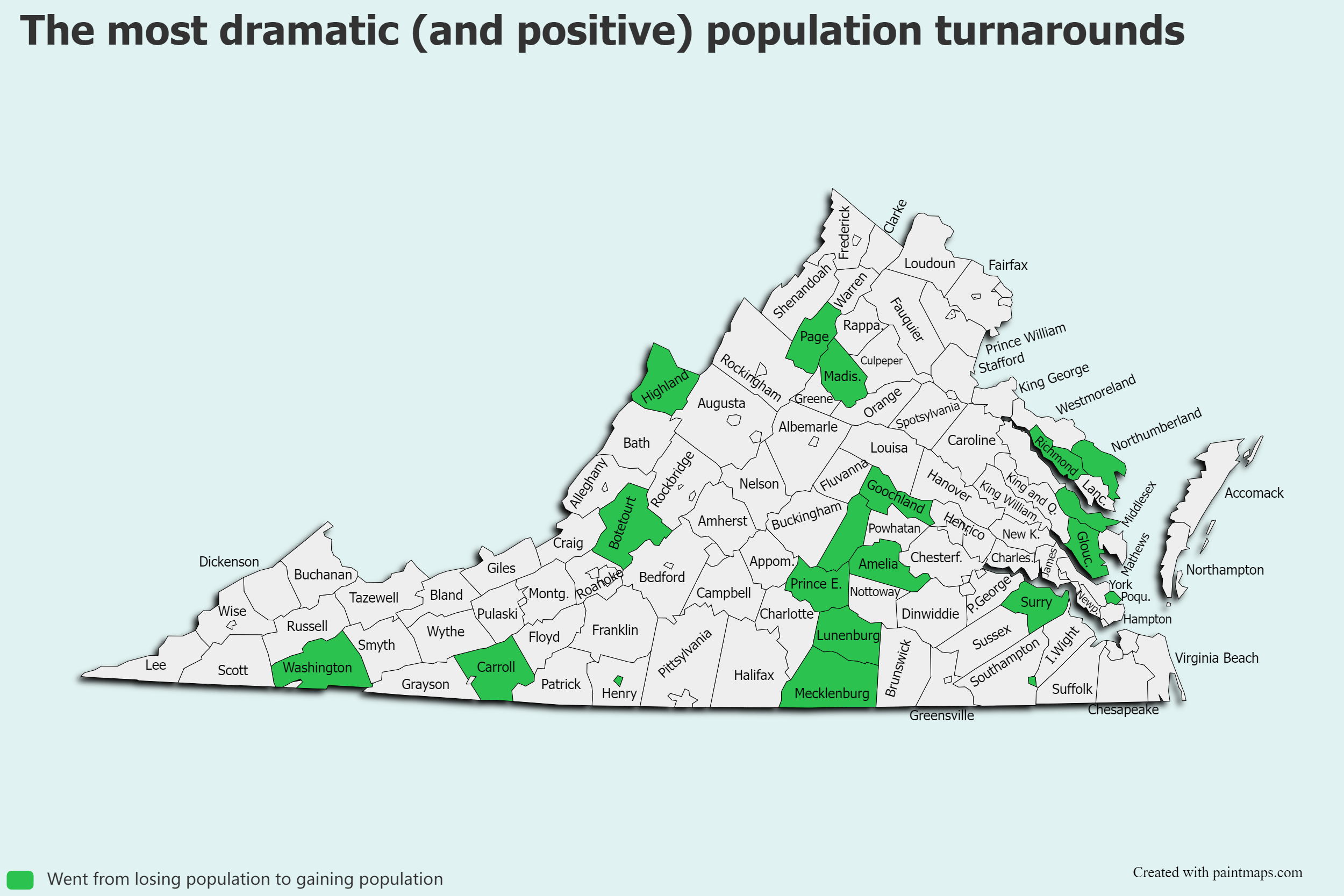 These localities have posted the most dramatic population turnarounds.