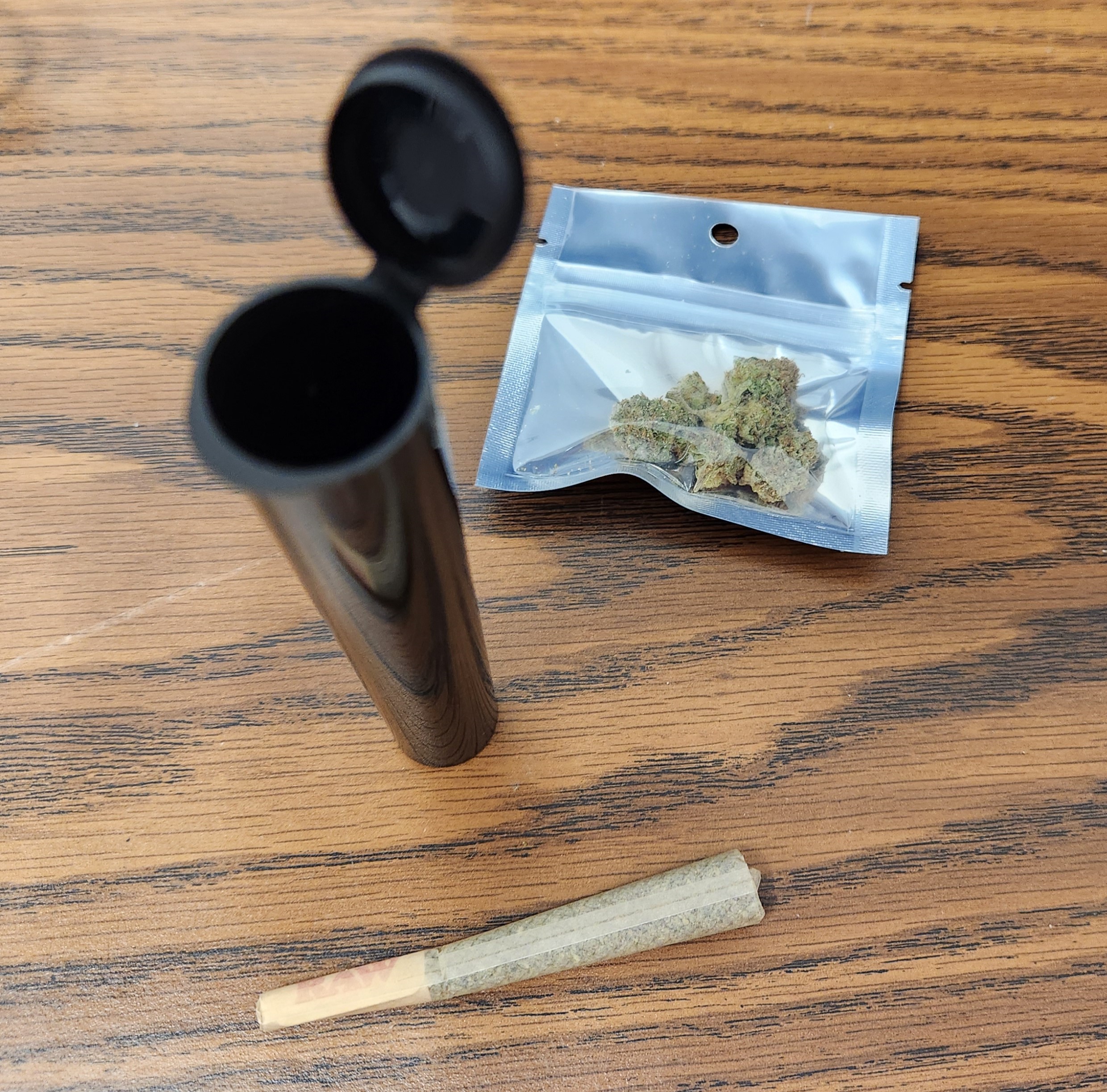 Here's the cannabis (both a baggie and a joint) at a store in Marion. Photo by Dwayne Yancey.