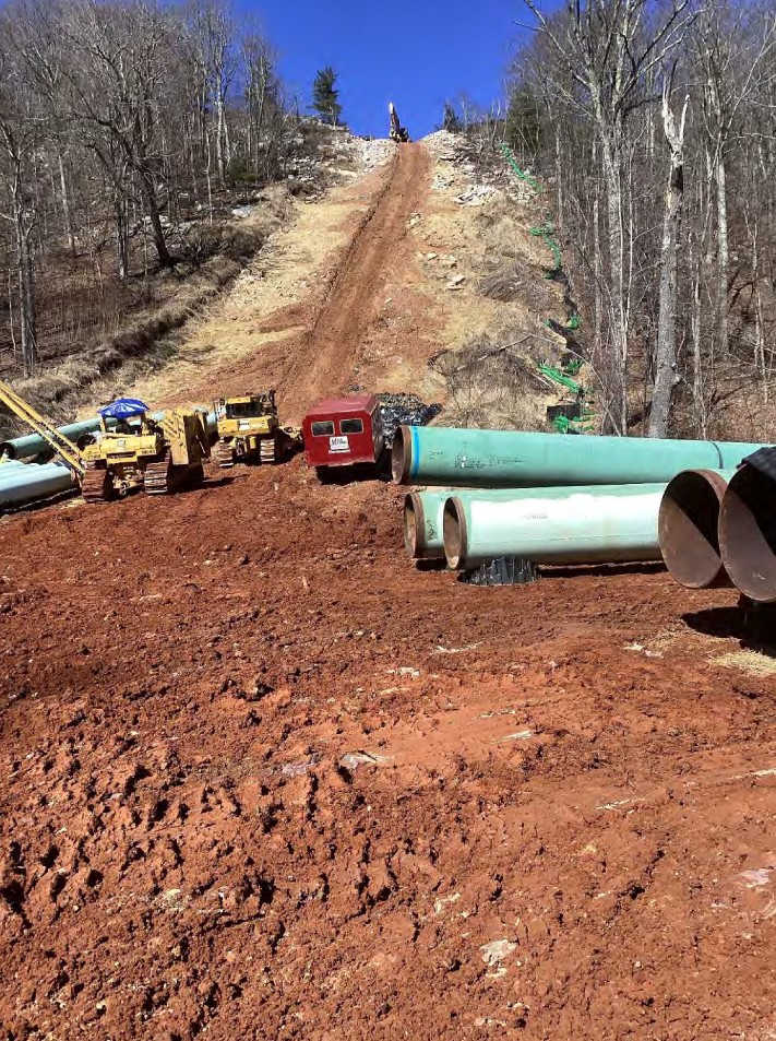 Mountain Valley Pipeline construction activity on Sinking Creek Mountain in Craig County.
