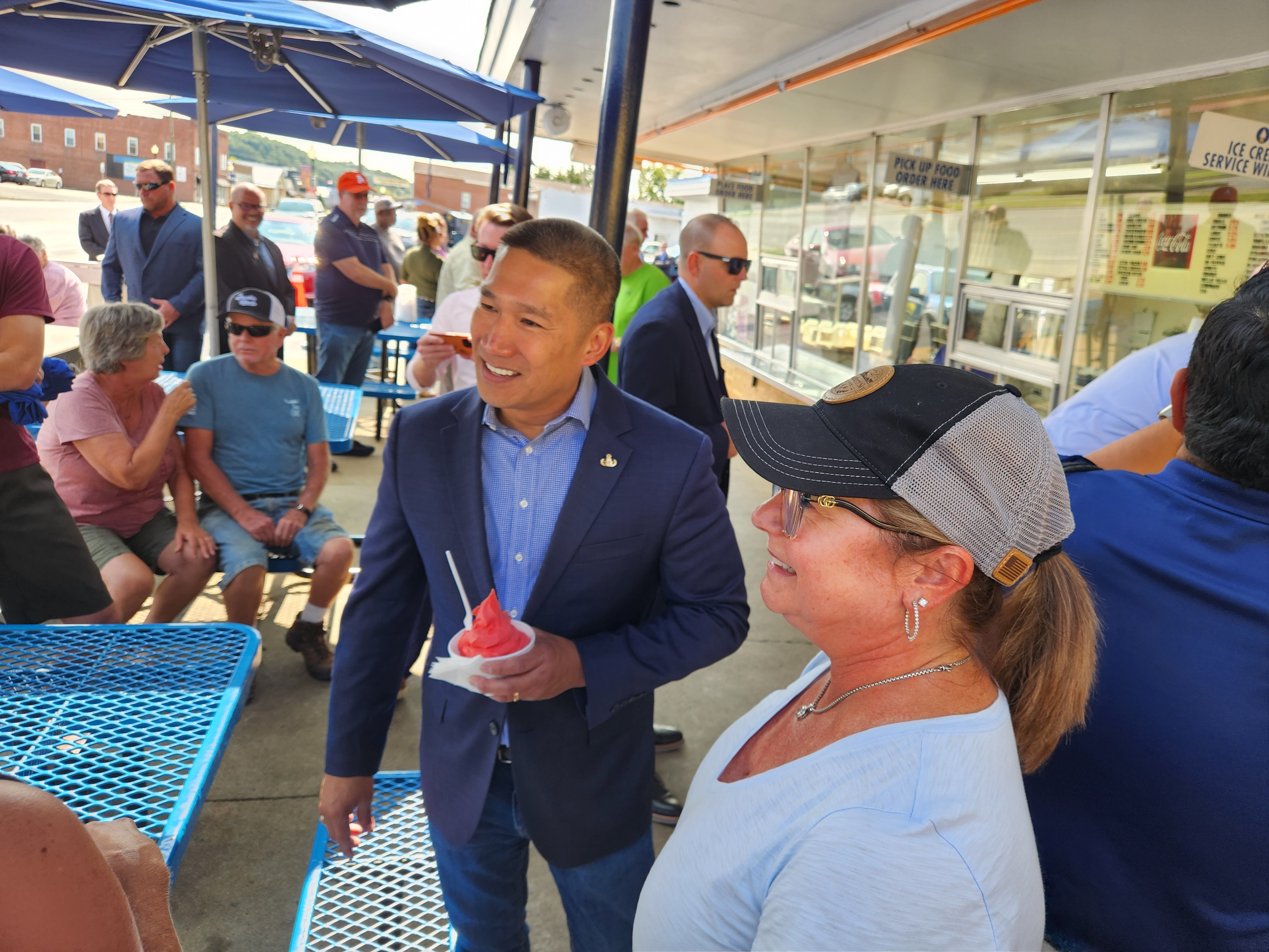 Hung Cao campaigns at the Dairy Freeze in Altavista. Photo by Dwayne Yancey