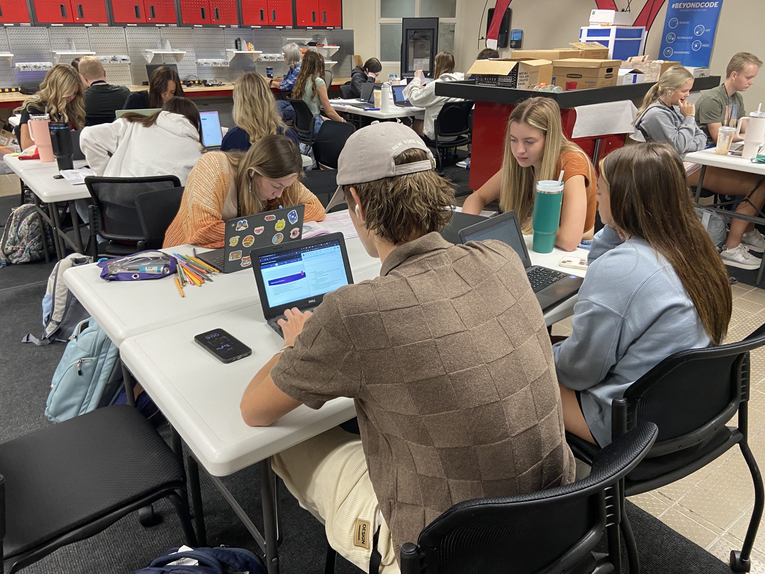 Students work in a classroom at the new lab school in Southwest Virginia.