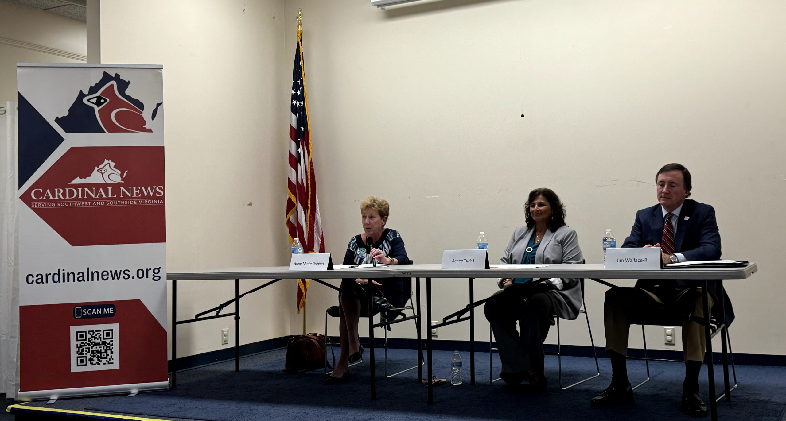 Four candidates are up for three seats in Salem's city council election next week. Pictured (from left) are Anne Marie Green, Mayor Renee Turk and council member Jim Wallace. John Saunders was unable to attend. Photo by Samantha Verrelli.