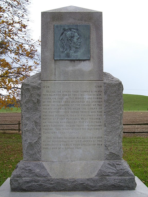 A monument to Logan in Pickaway County, Ohio. The text of "Logan's Lament" is on the other side. Courtesy of Kevin Myers.