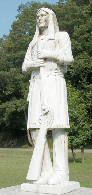 A statue of Logan in Logan, West Virginia. Courtesy of Pollinator.