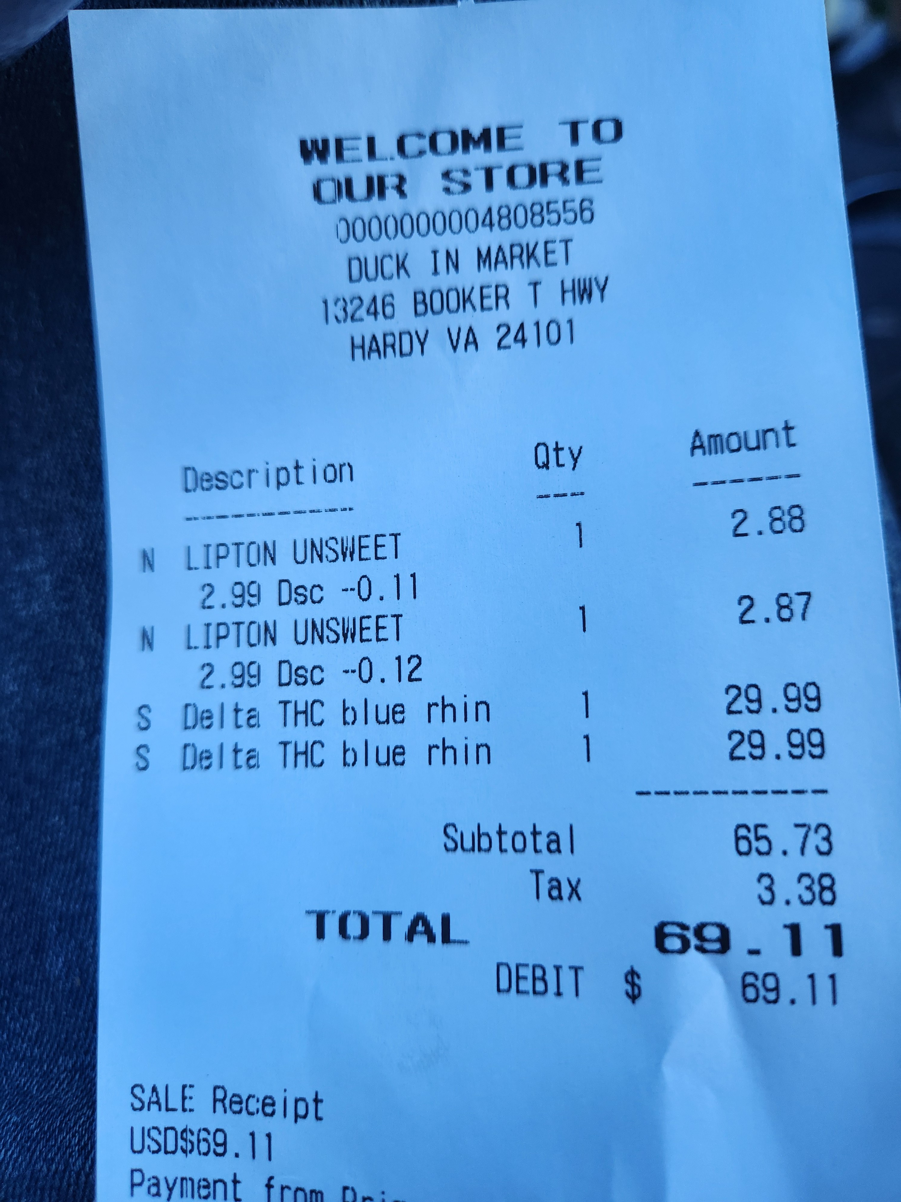 The receipt for my purchase of the Hawk Tuah strain. Photo by Dwayne Yancey