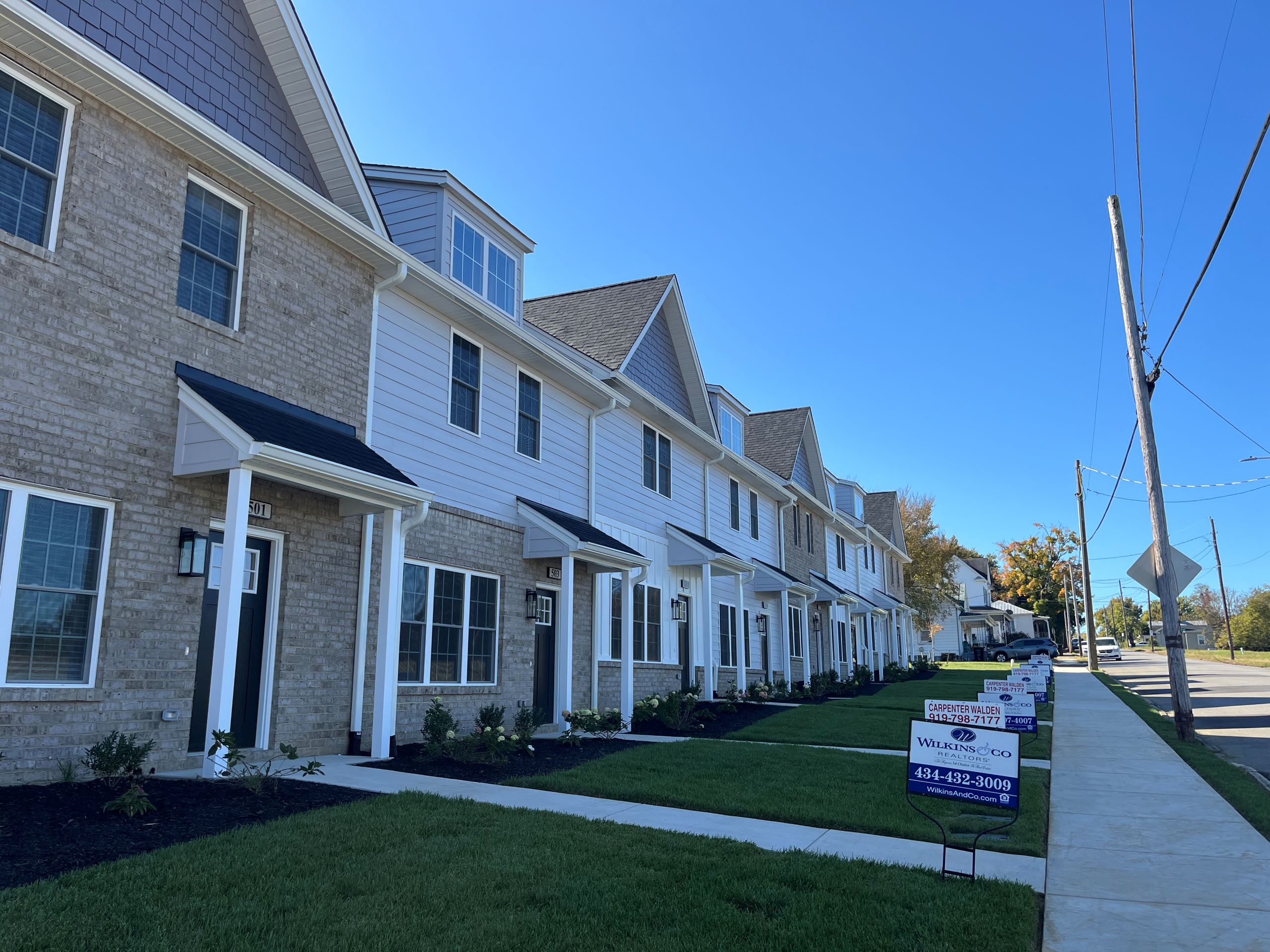 A row of townhomes, part of the Monument Berryman project in Danville.