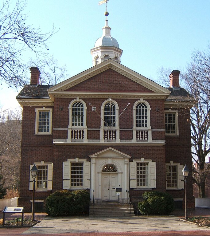 The Continental Congress met at Carpenters Hall in Philadelphia. Courtesy of Davidt8.