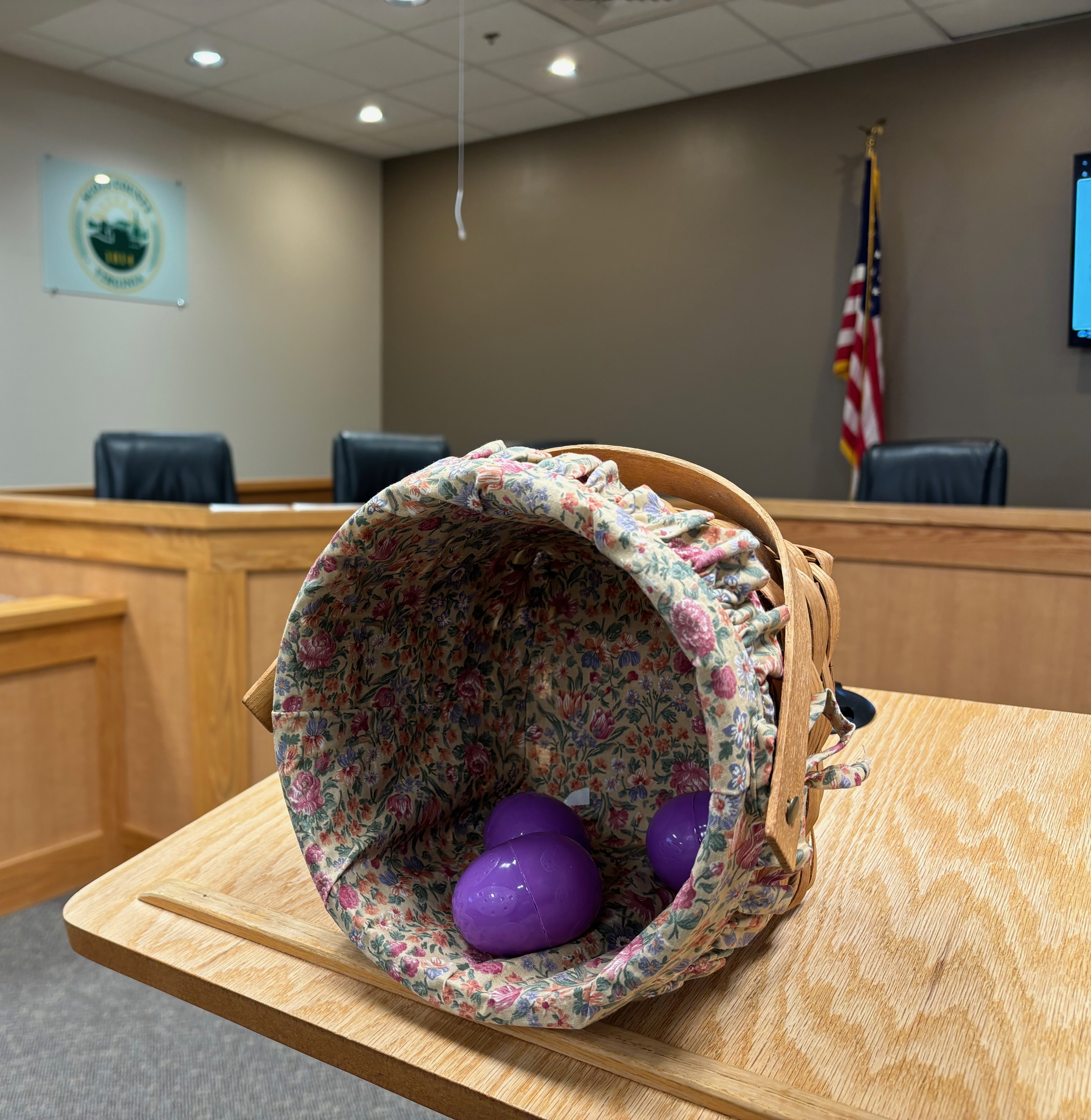Basket before the drawing. Photo by Katie Thomason.