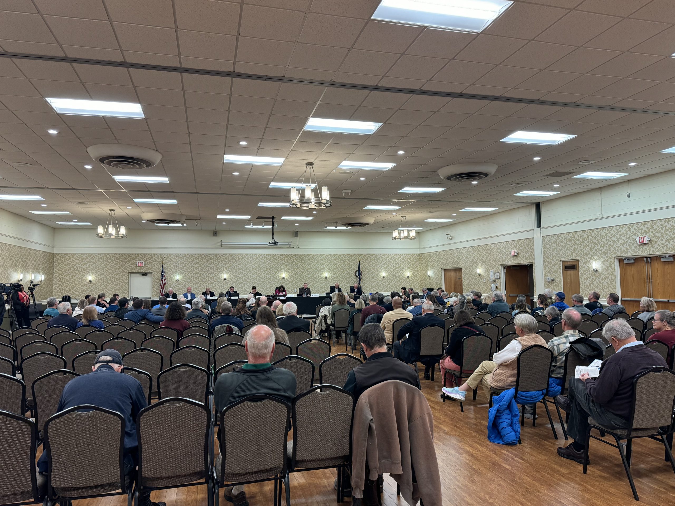 Twenty-nine speakers and many others attended the joint public hearing, and the majority of speakers were in opposition to the revised rezoning application. Photo by Samantha Verrelli.