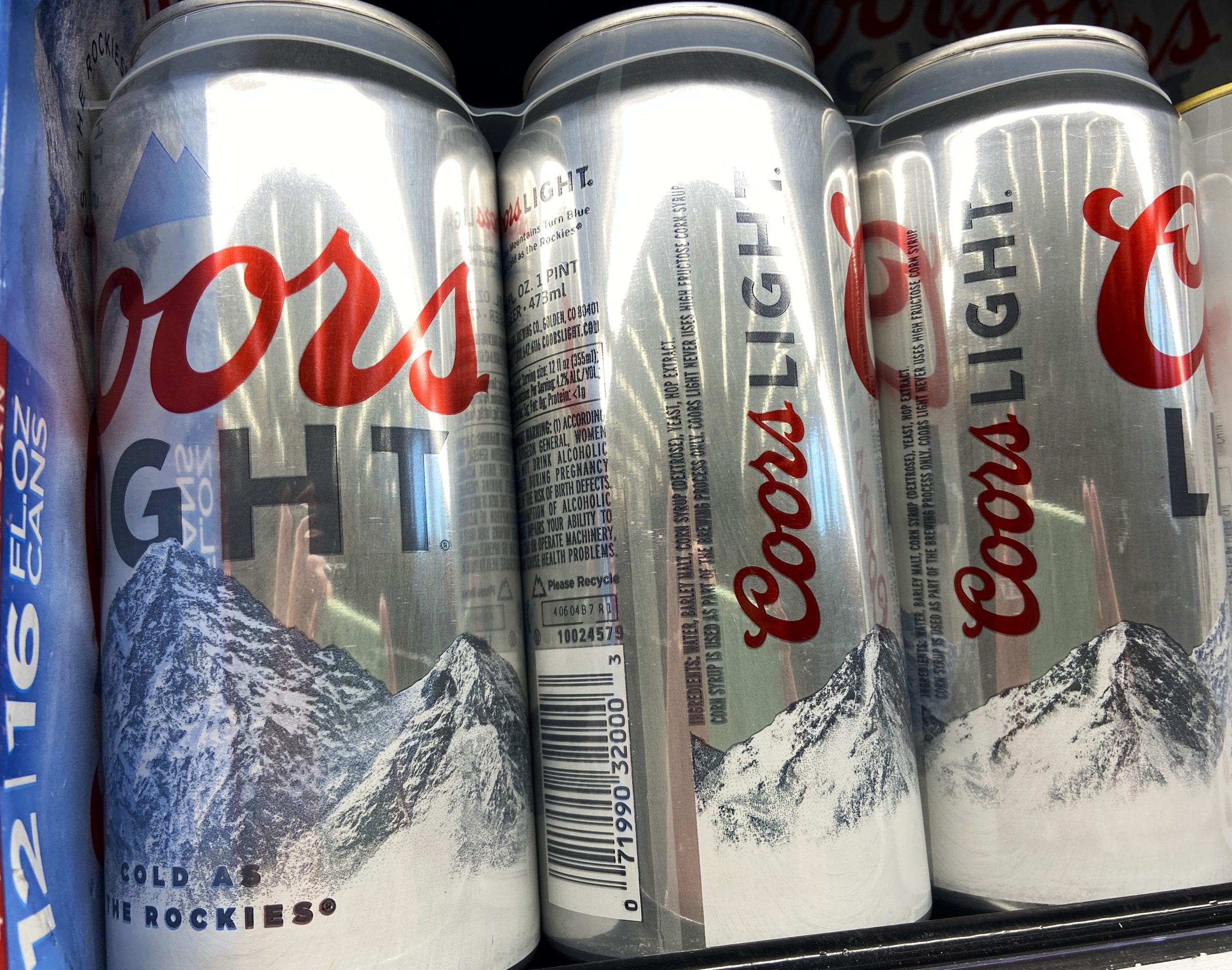 A six-pack on the shelf of a local grocery store.