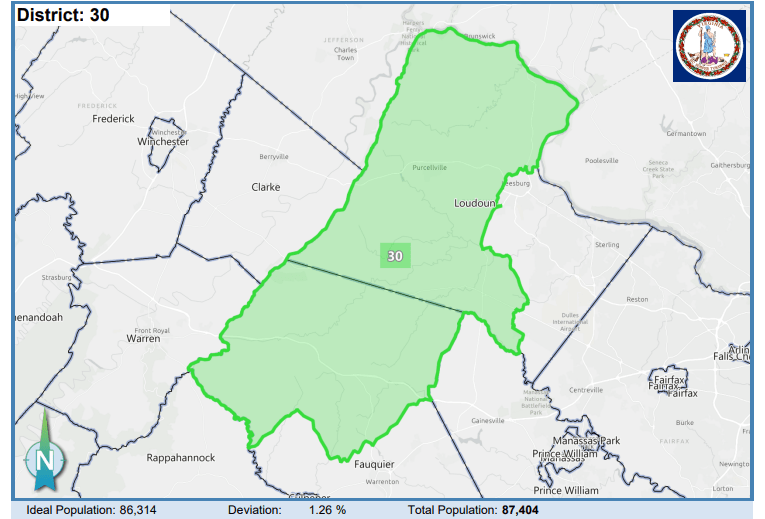 House District 30 covers parts of Fauquier and Loudoun counties. Courtesy of Virginia Supreme Court.